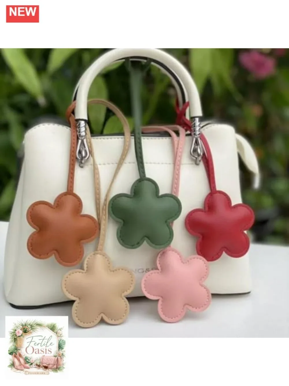 Leather Flower Charms Keychain Cute Colorful Floral Bag Pendant Accessories